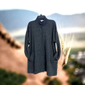 Eileen Fisher Snap Front Tweet Organic Cotton Jacket Long Sleeves Pockets