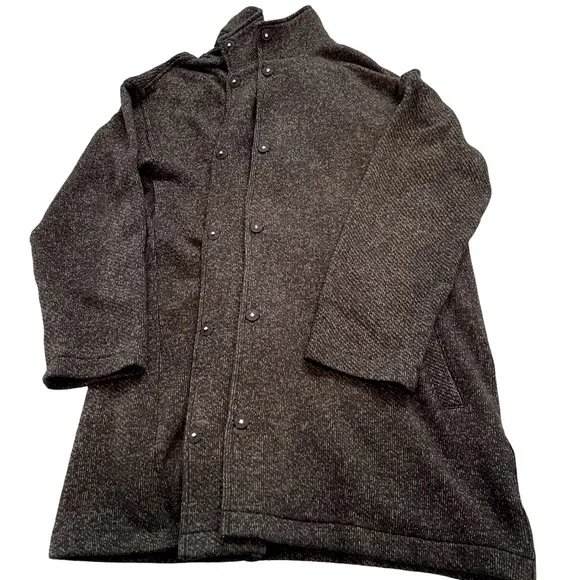 Eileen Fisher Snap Front Tweet Organic Cotton Jacket Long Sleeves Pockets