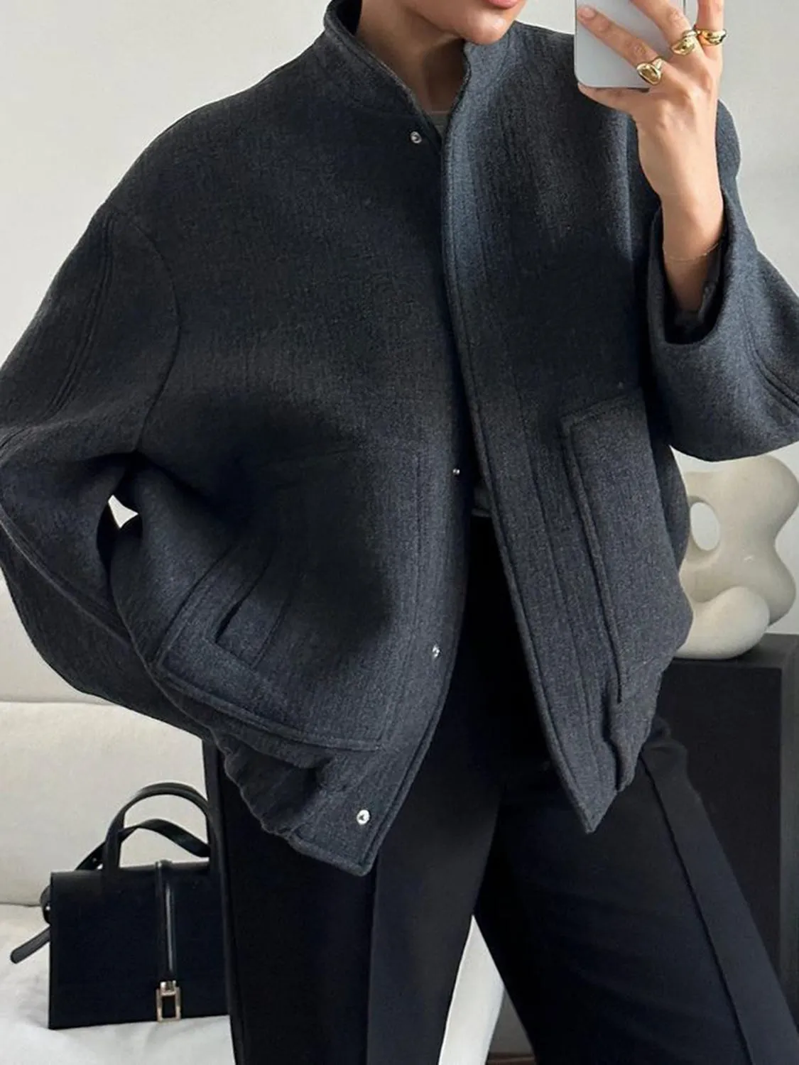 Eleanor Full Size Snap Down Drop Shoulder Jacket