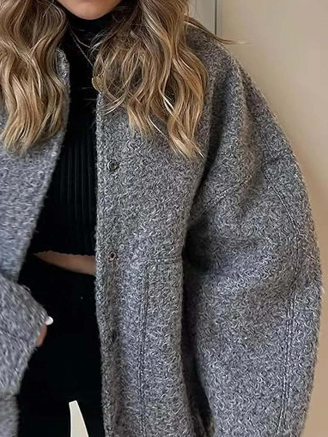 Eleanor Full Size Snap Down Drop Shoulder Jacket