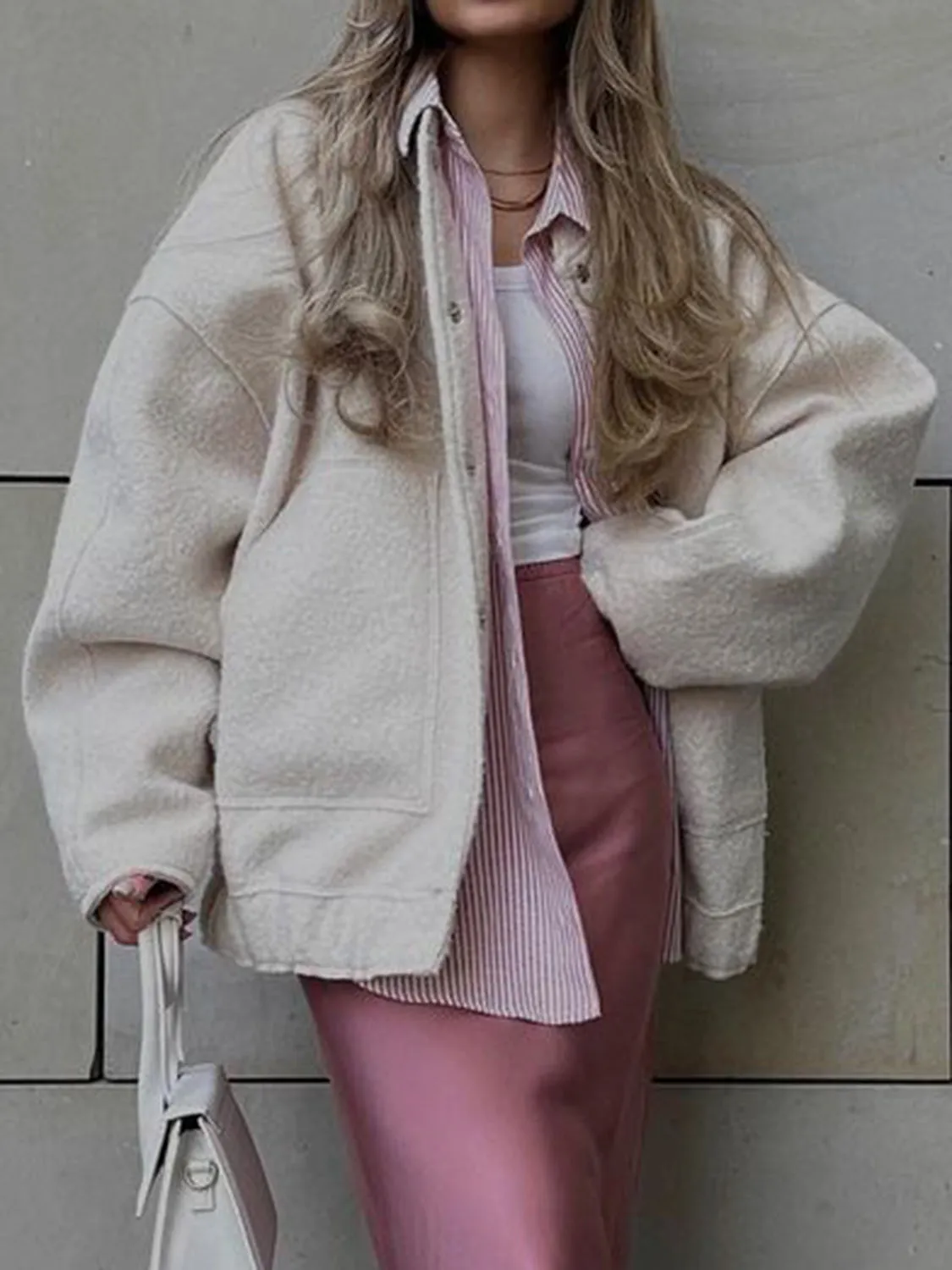 Eleanor Full Size Snap Down Drop Shoulder Jacket