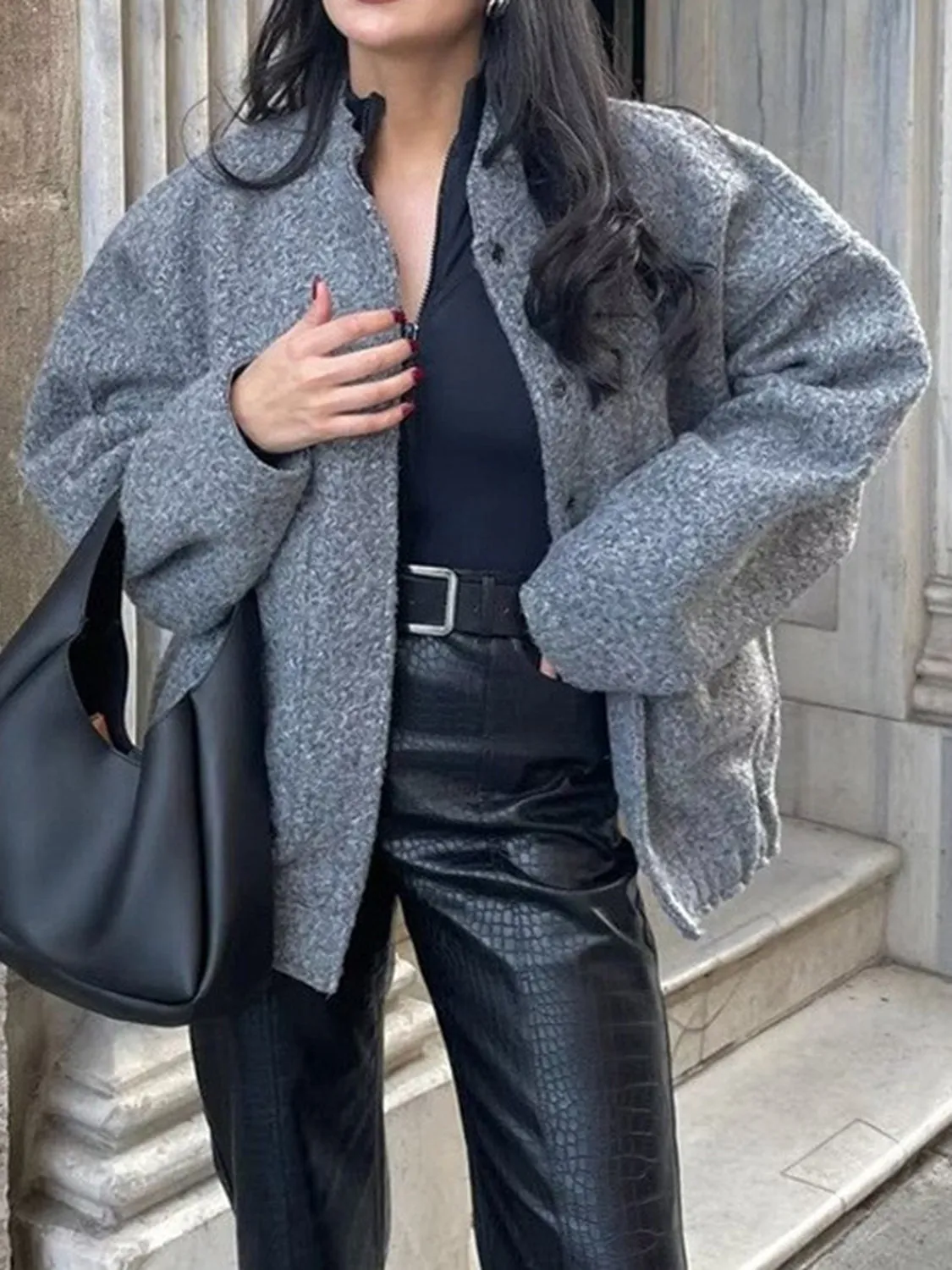 Eleanor Full Size Snap Down Drop Shoulder Jacket