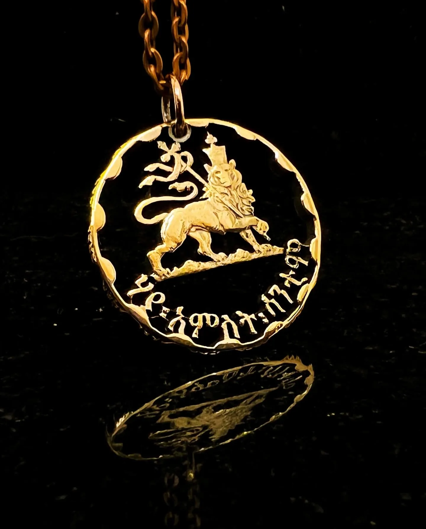 Ethiopia - Lion of Judah Cut Coin Pendant