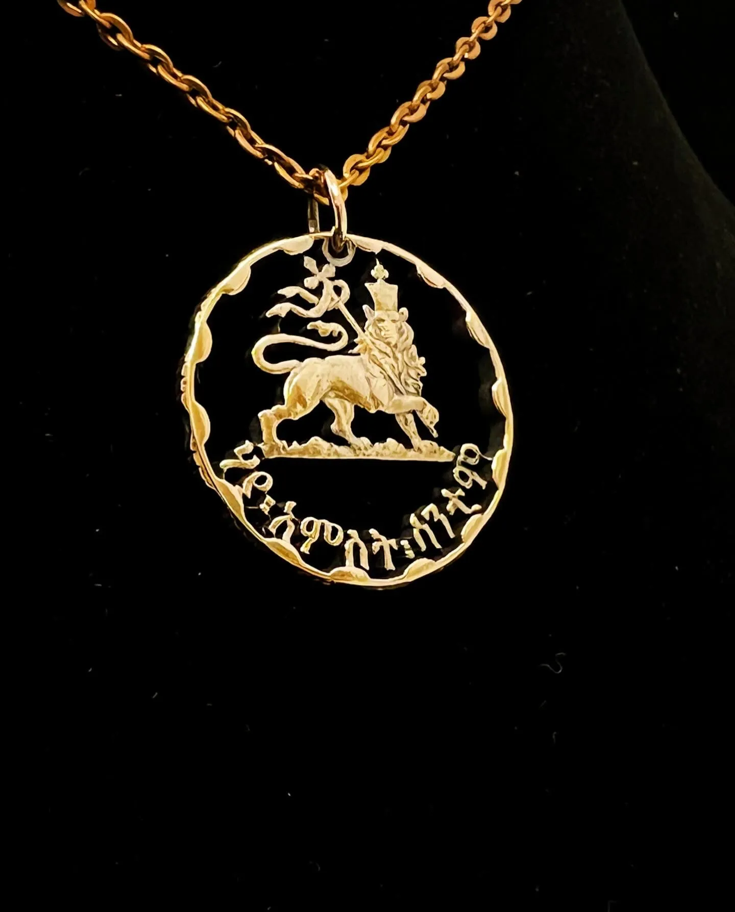 Ethiopia - Lion of Judah Cut Coin Pendant