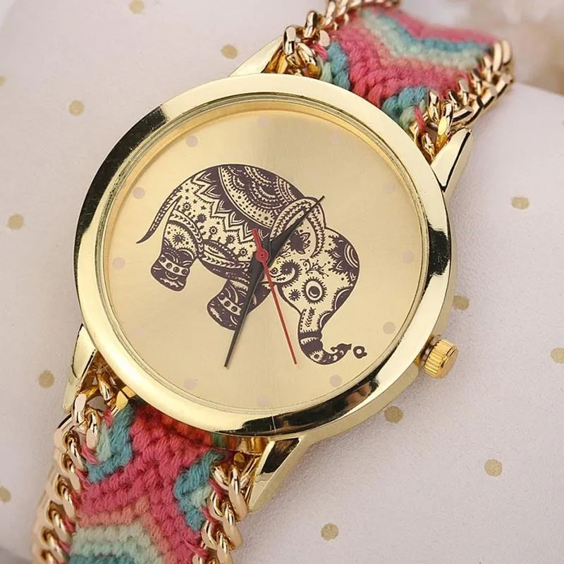 Ethnic Weave Elephant Quartz Watch Promo