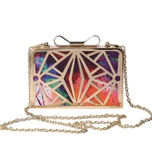 Fashion Women Handbags Metal Patchwork Shinning Shoulder Bags Ladies Print Day Clutch Wedding Party Evening Bags bh507