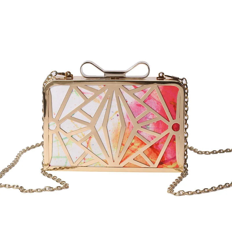 Fashion Women Handbags Metal Patchwork Shinning Shoulder Bags Ladies Print Day Clutch Wedding Party Evening Bags bh507