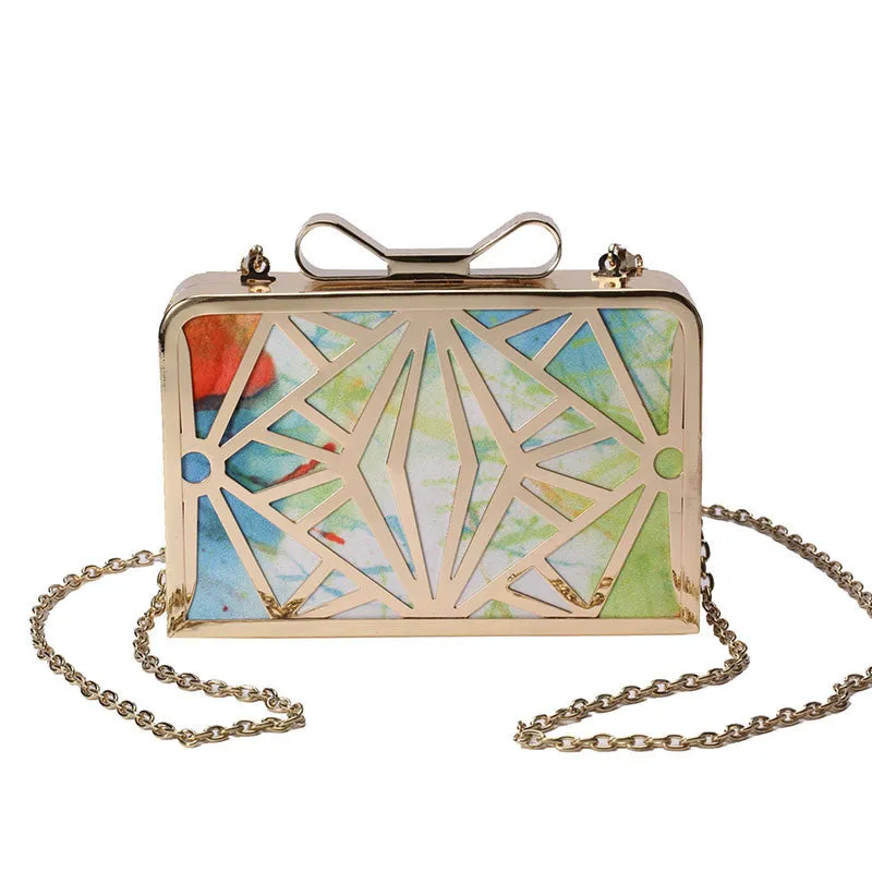 Fashion Women Handbags Metal Patchwork Shinning Shoulder Bags Ladies Print Day Clutch Wedding Party Evening Bags bh507