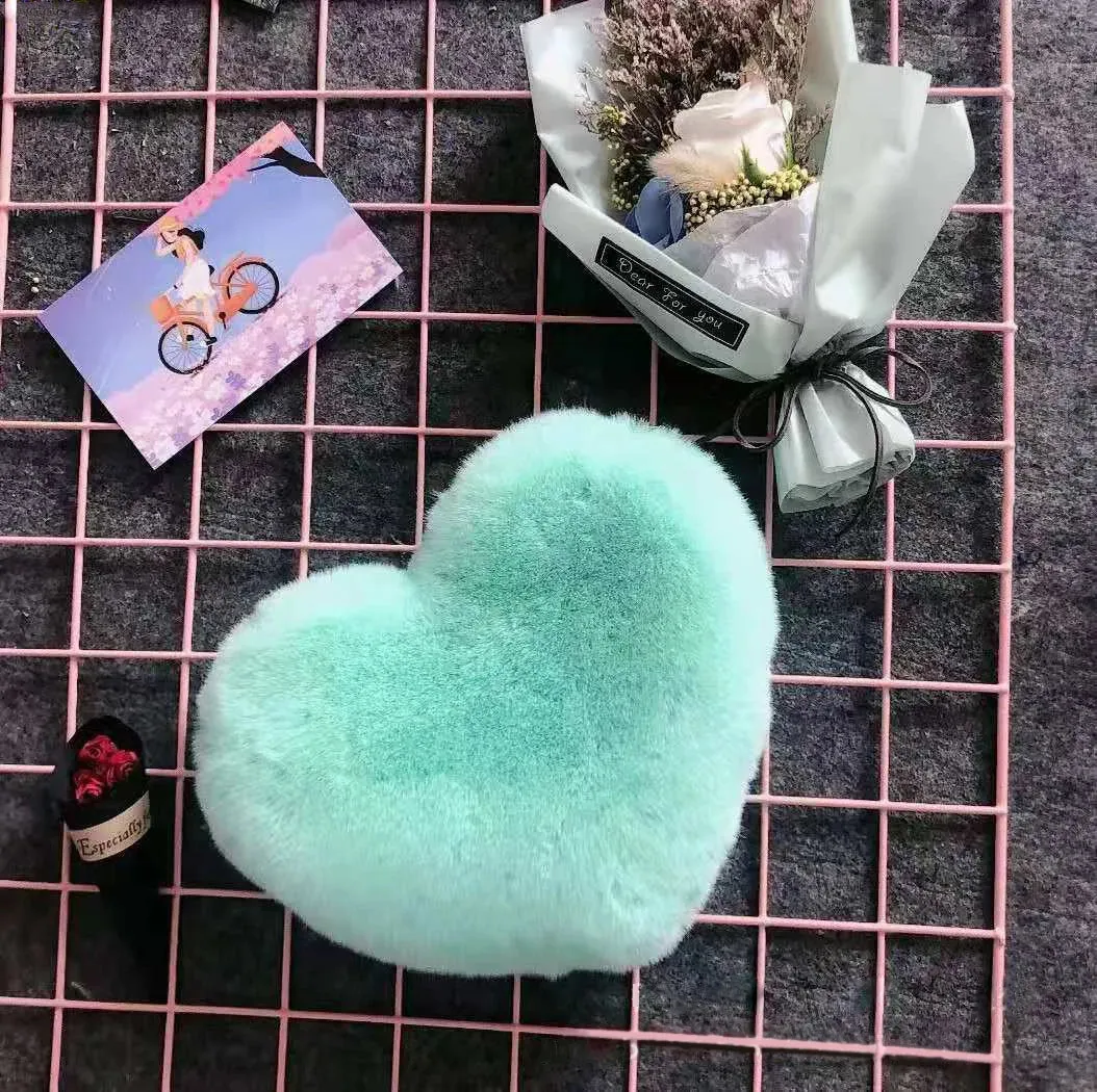 Fashion Women Heart Shaped Handbags Cute Kawaii Faux Fur Crossbody Bags Wallet Purse Plush Chain Shoulder Bag Lady Handbag