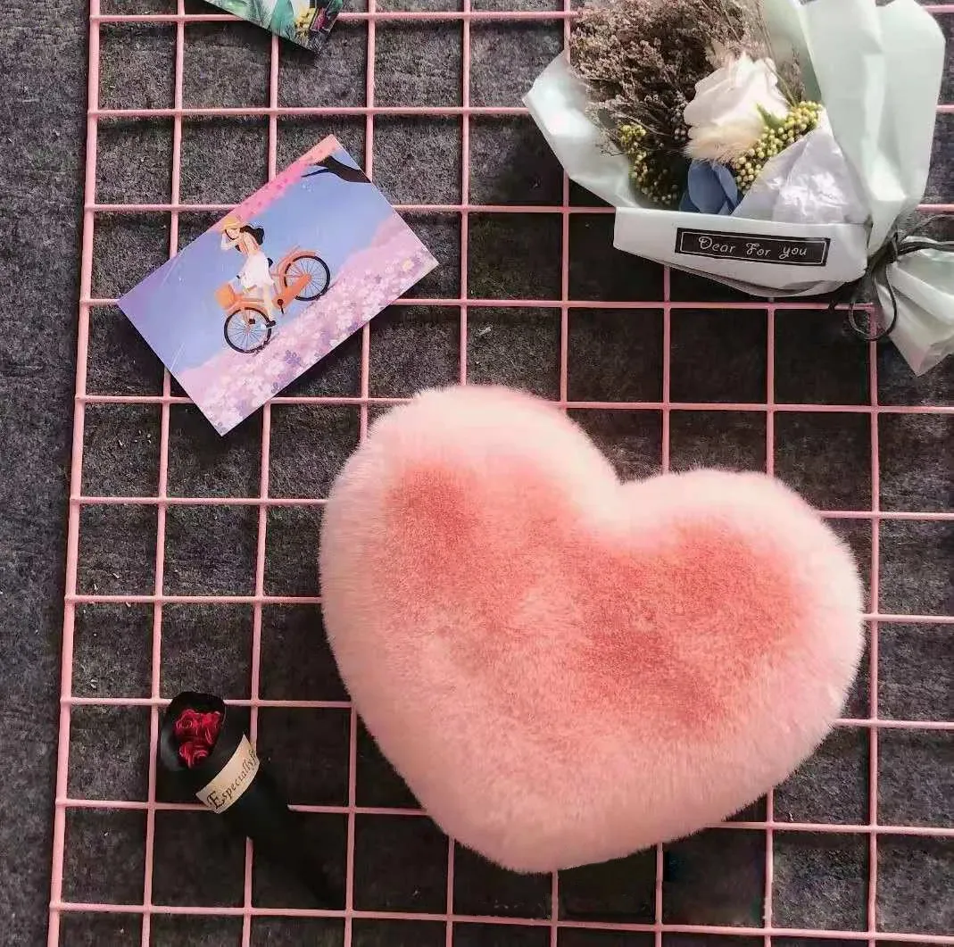 Fashion Women Heart Shaped Handbags Cute Kawaii Faux Fur Crossbody Bags Wallet Purse Plush Chain Shoulder Bag Lady Handbag