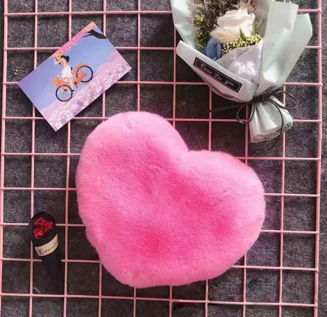 Fashion Women Heart Shaped Handbags Cute Kawaii Faux Fur Crossbody Bags Wallet Purse Plush Chain Shoulder Bag Lady Handbag