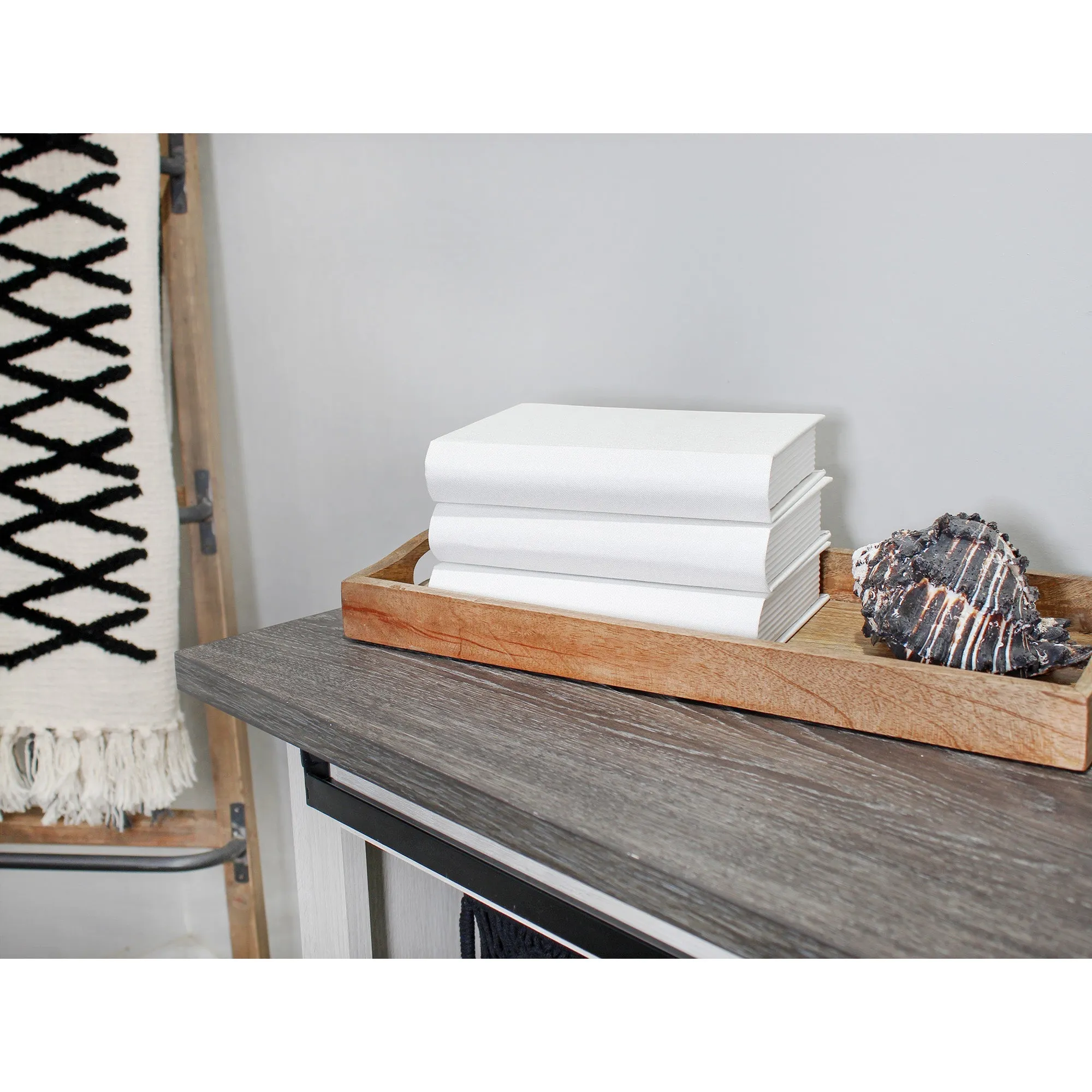 Faux Book Stack (White, Case of 4)