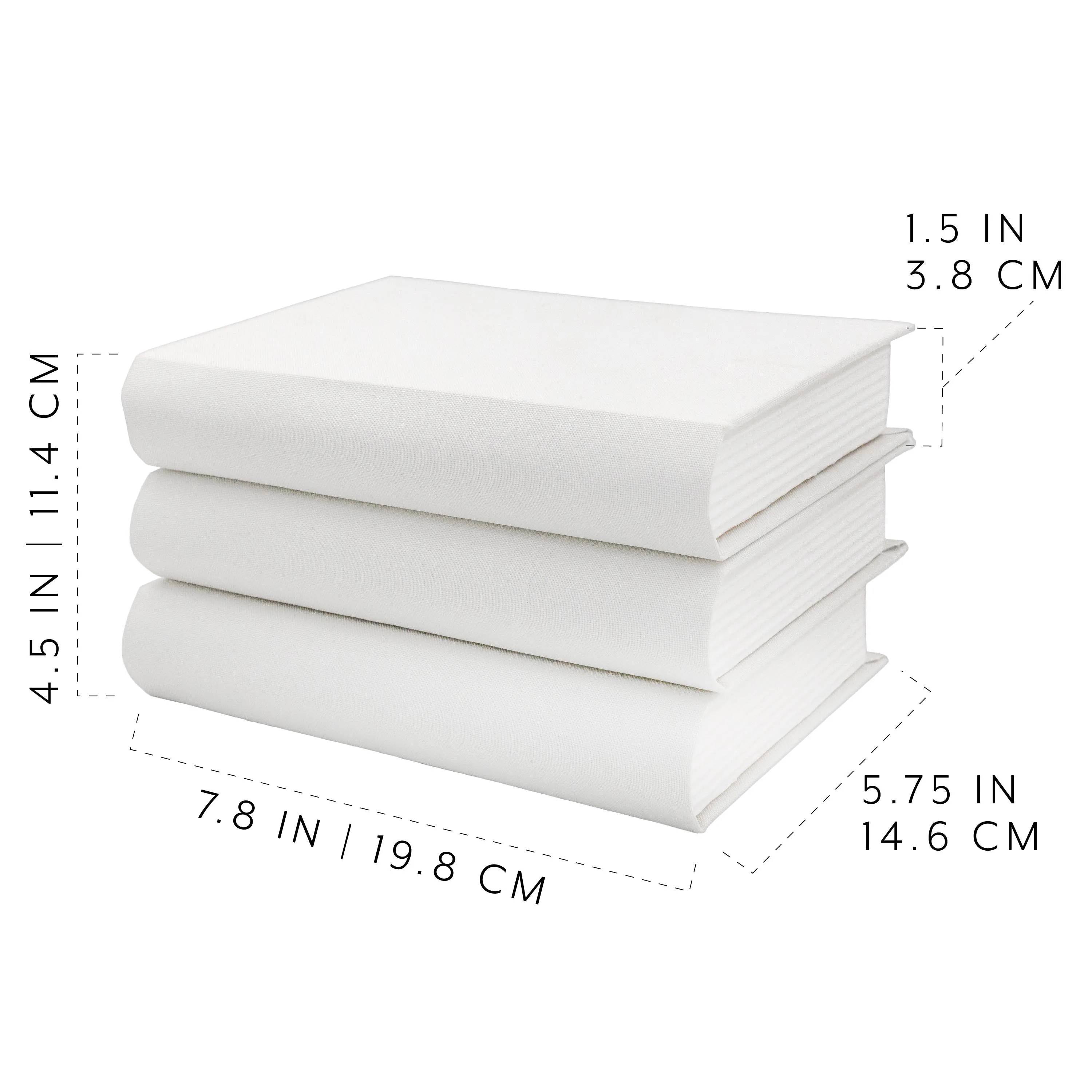 Faux Book Stack (White, Case of 4)