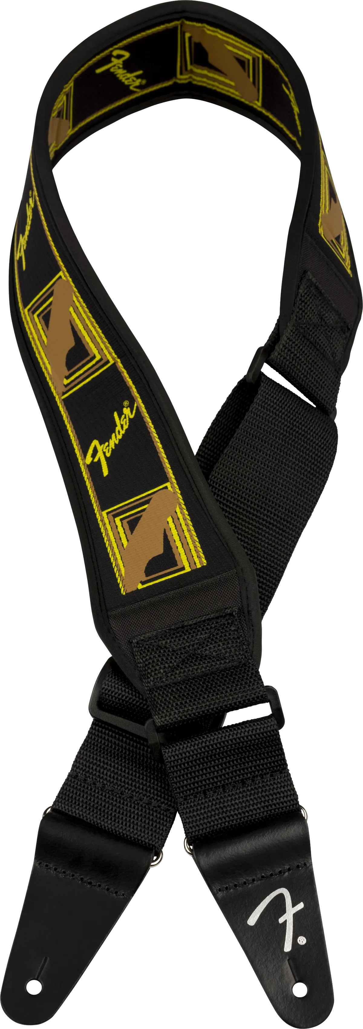FENDER  Swell™ Neoprene Strap, Blk/Ylw/Brn Mono, 2.5"
