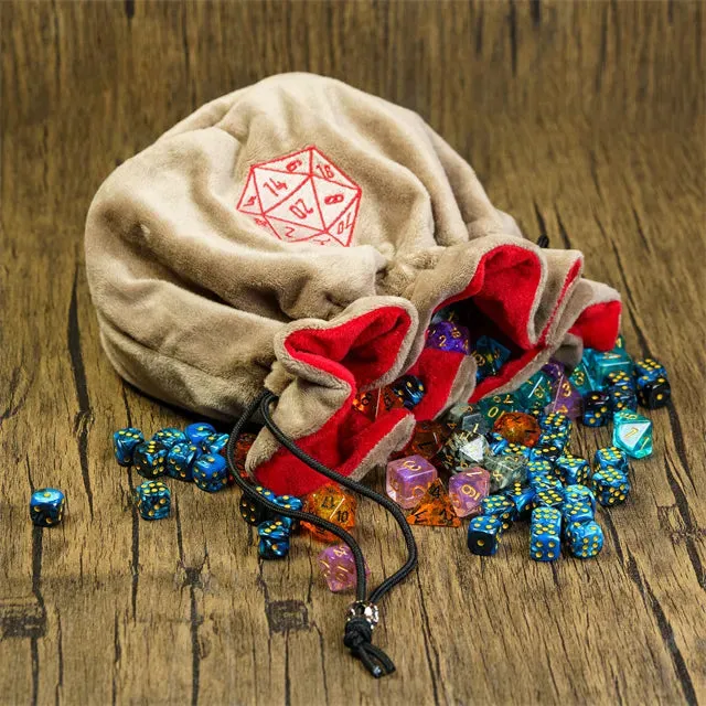 Flannel Drawstring Dice Bag | Brown