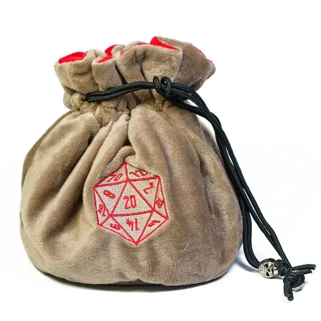 Flannel Drawstring Dice Bag | Brown