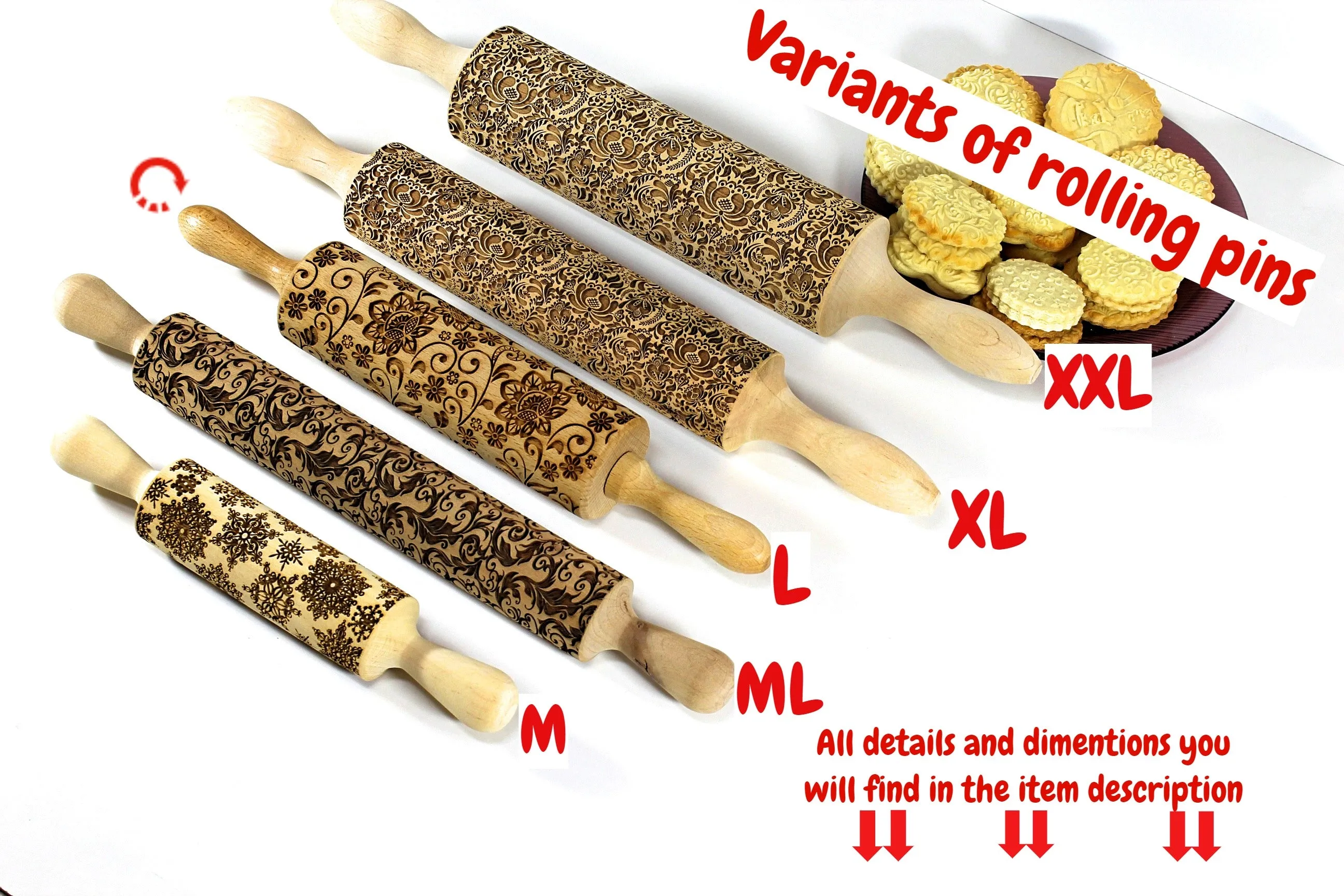 FLOWERS FLORAL PAISLEY Embossed Rolling Pin,Clay Stamp,Textured Cookies,Christmas Gift