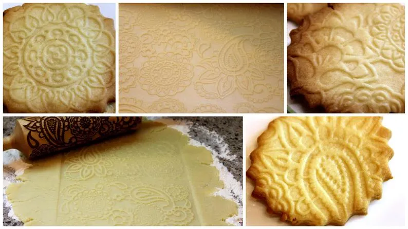 FLOWERS FLORAL PAISLEY Embossed Rolling Pin,Clay Stamp,Textured Cookies,Christmas Gift