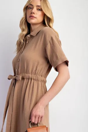 Gauze moncha drawstring dress