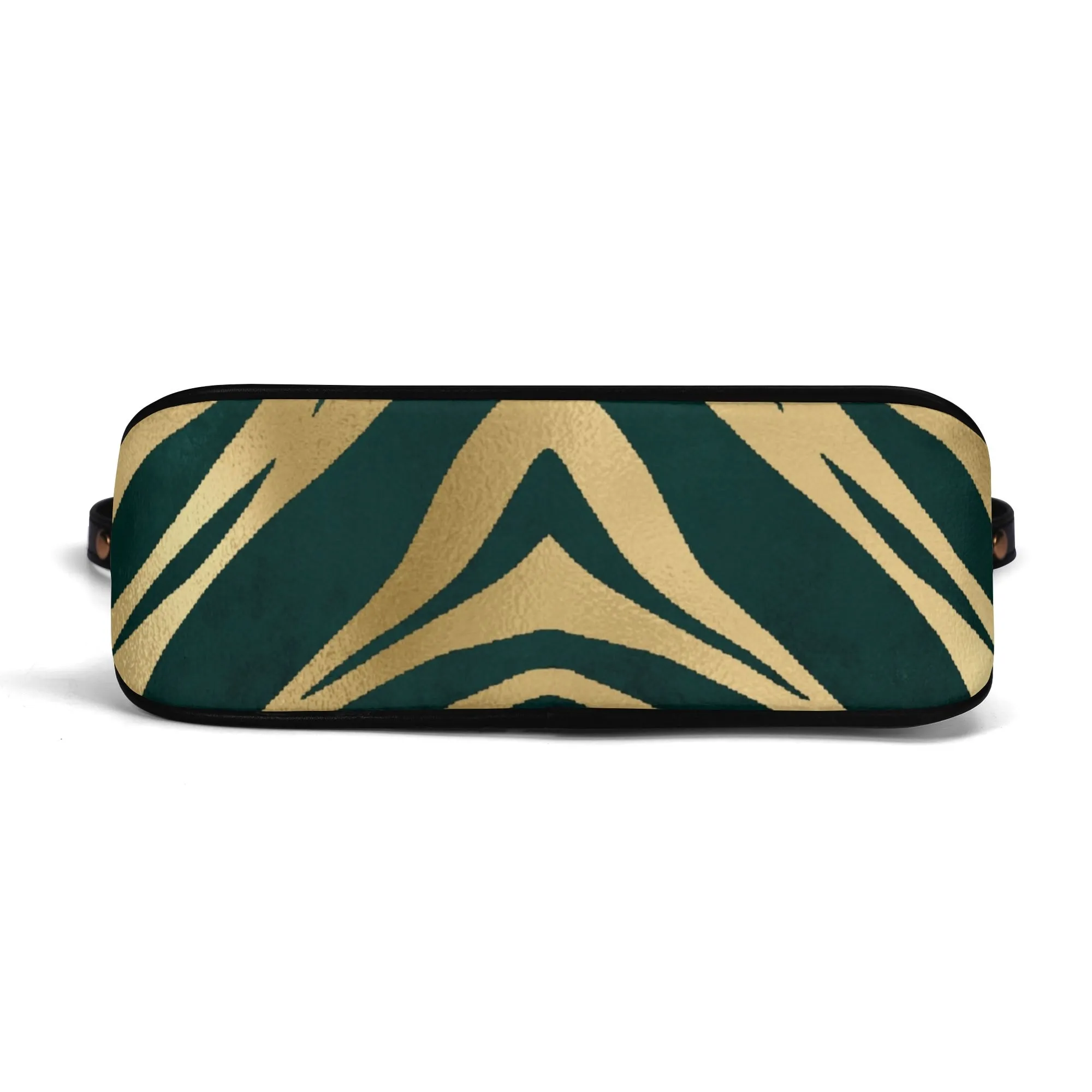 Gemstone Color and Gold Tiger Print Black and Gold Tiger Graphic Lady PU Shoulder Bag With Chain Decoration