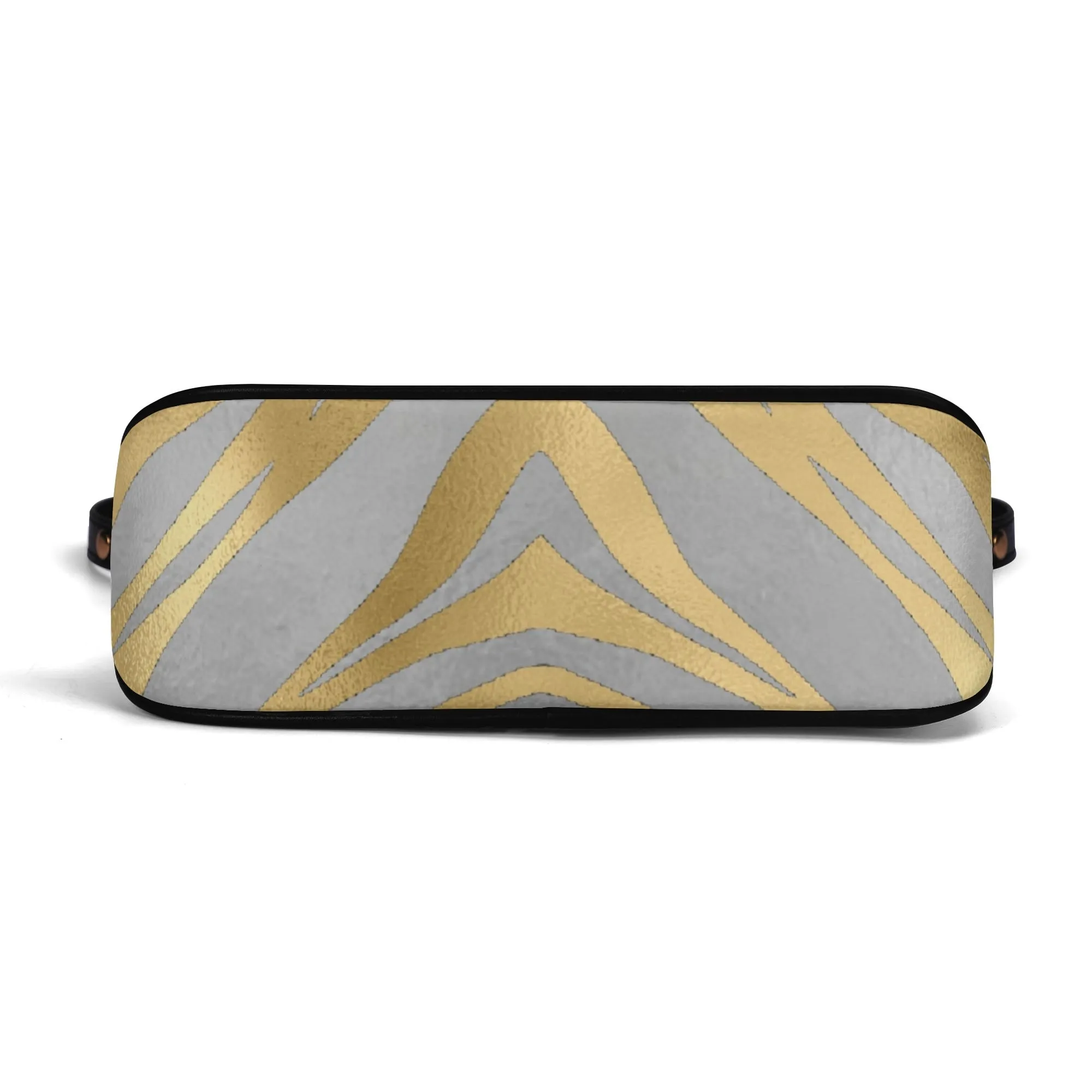 Gemstone Color and Gold Tiger Print Black and Gold Tiger Graphic Lady PU Shoulder Bag With Chain Decoration