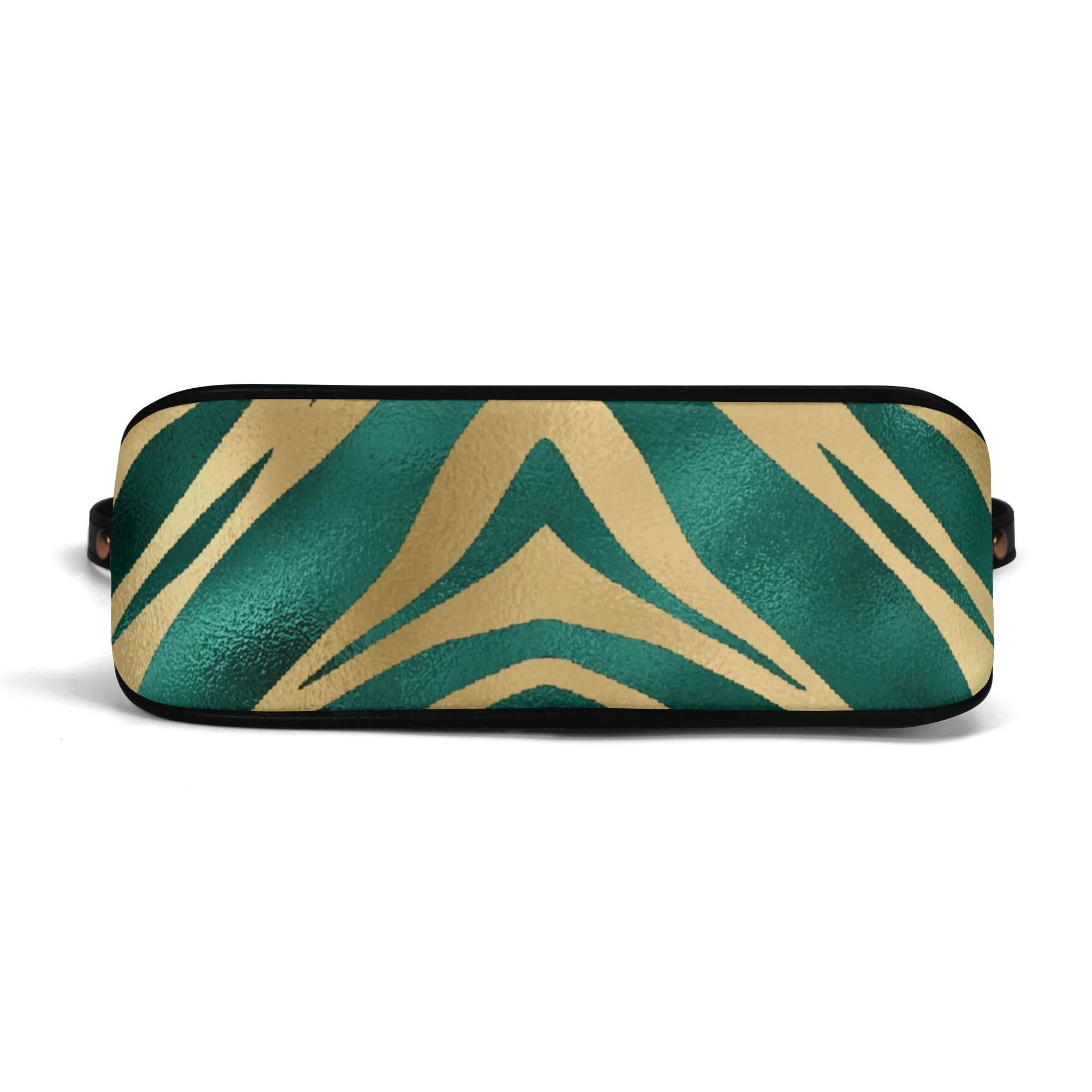 Gemstone Color and Gold Tiger Print Black and Gold Tiger Graphic Lady PU Shoulder Bag With Chain Decoration