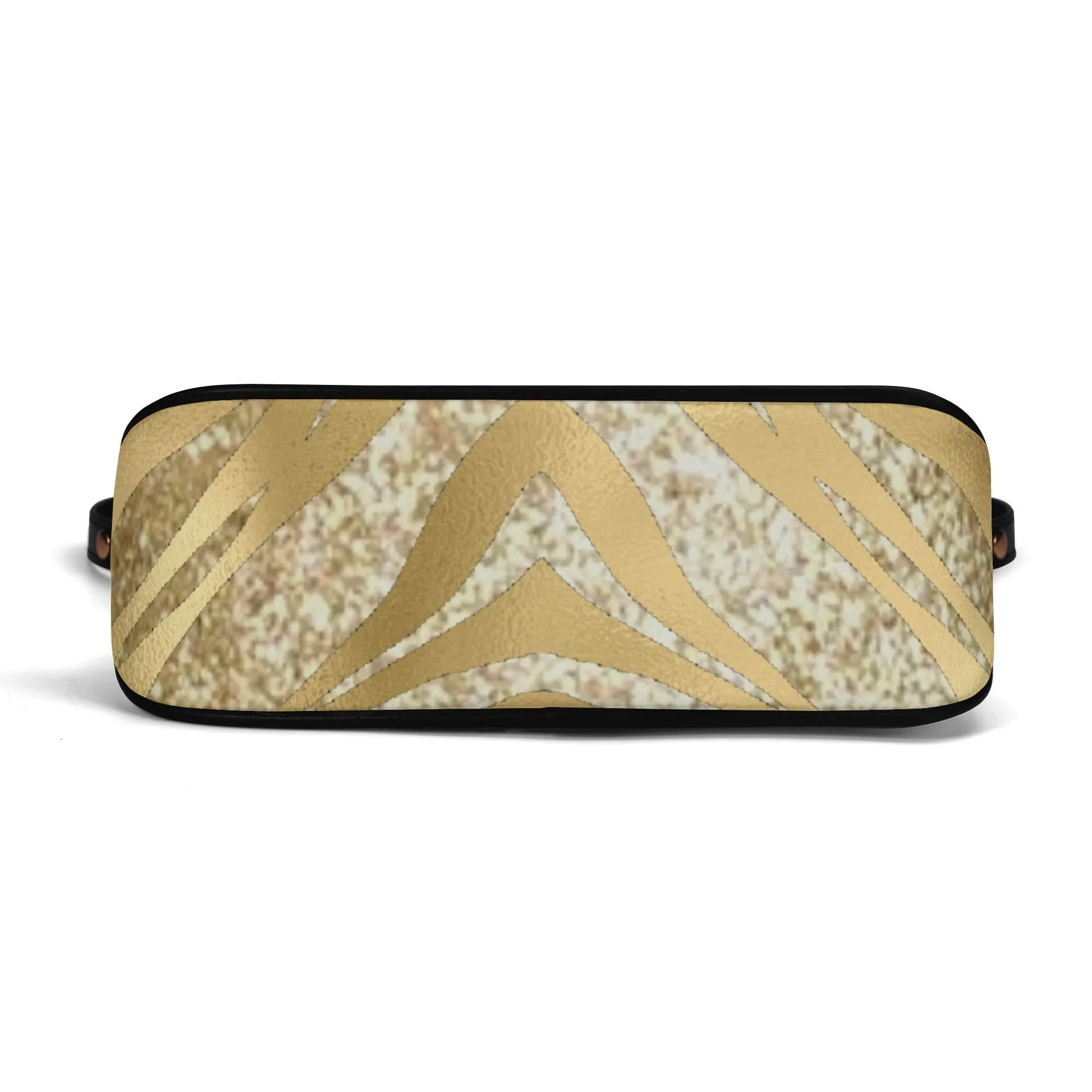 Gemstone Color and Gold Tiger Print Black and Gold Tiger Graphic Lady PU Shoulder Bag With Chain Decoration