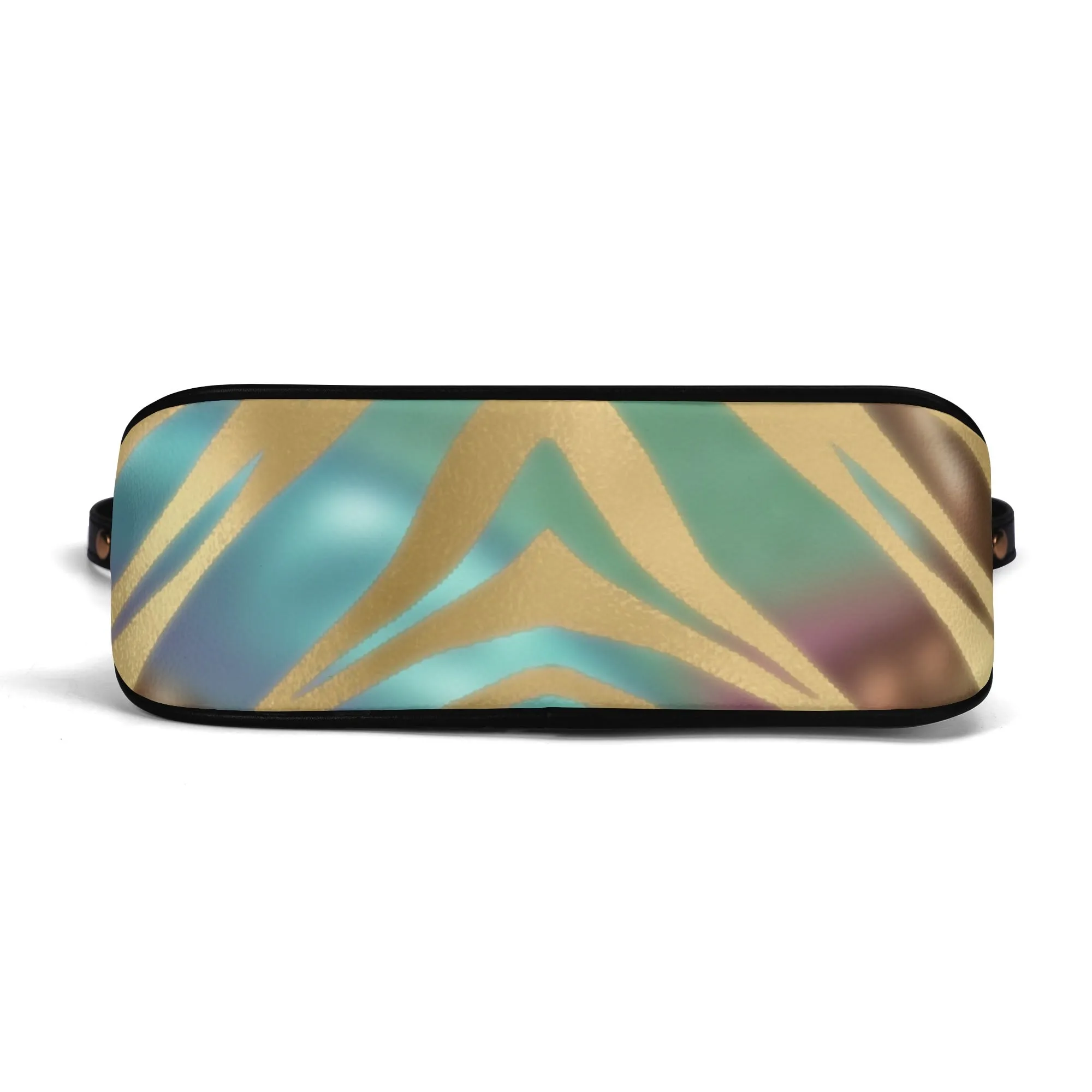 Gemstone Color and Gold Tiger Print Black and Gold Tiger Graphic Lady PU Shoulder Bag With Chain Decoration