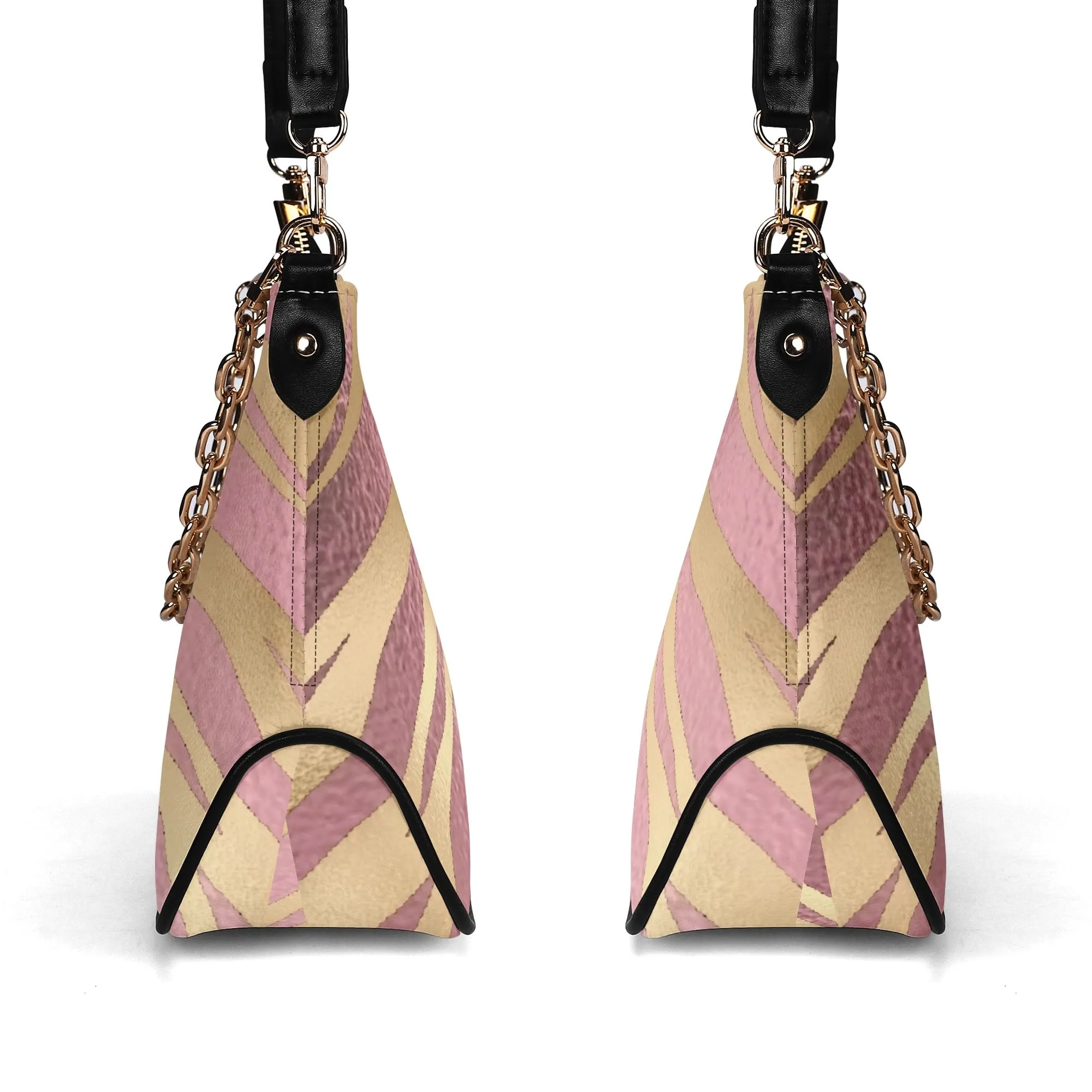 Gemstone Color and Gold Tiger Print Black and Gold Tiger Graphic Lady PU Shoulder Bag With Chain Decoration