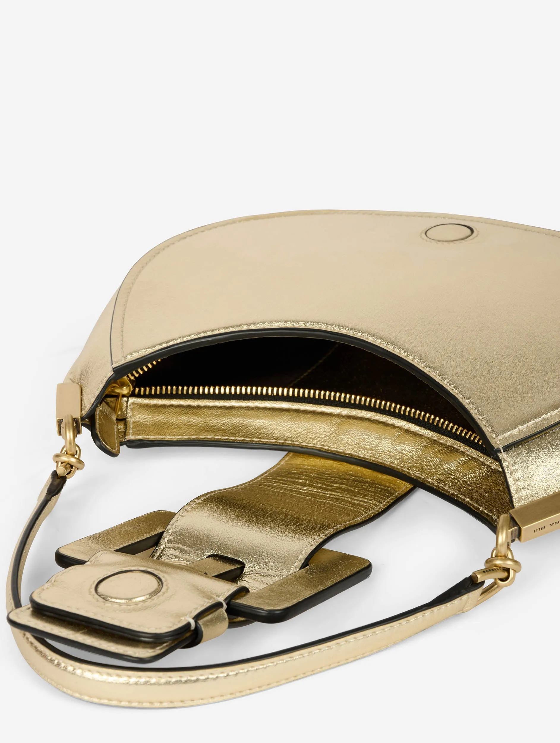 Gold leather Kiss Me clutch bag