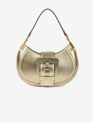 Gold leather Kiss Me clutch bag
