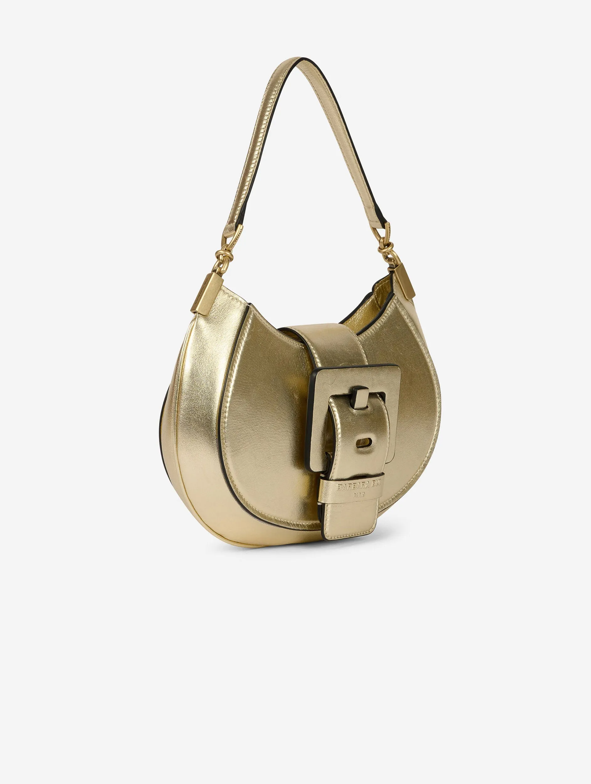 Gold leather Kiss Me clutch bag