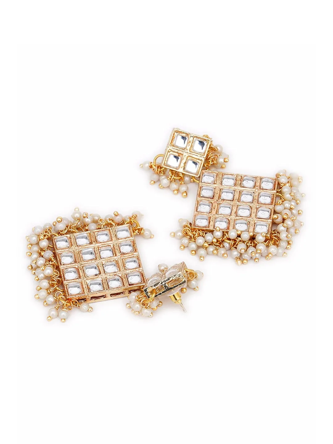 Gold-Plated & White Kundan & Beaded Choker Jewellery Set