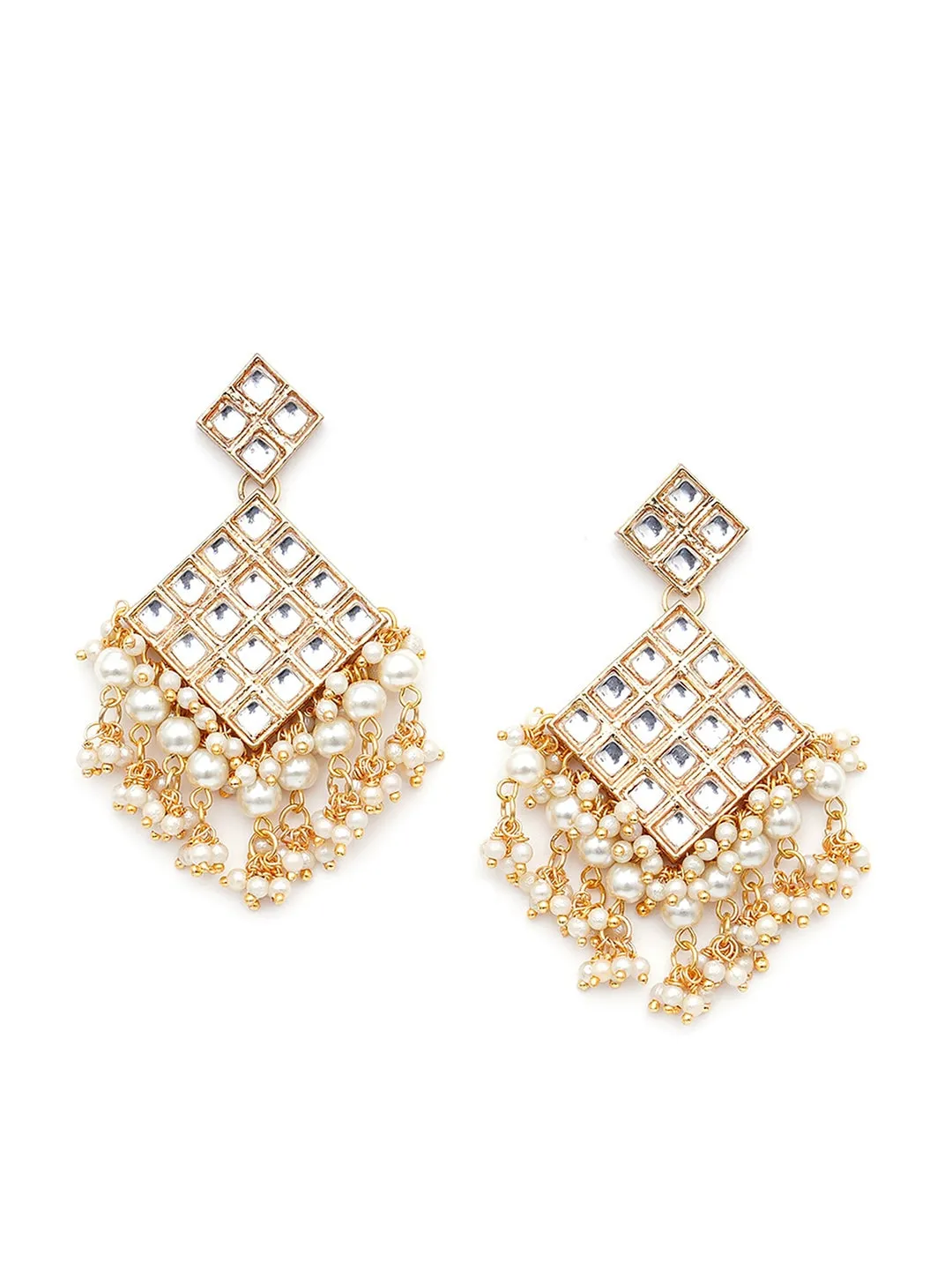Gold-Plated White Kundan-Studded Jewellery Set