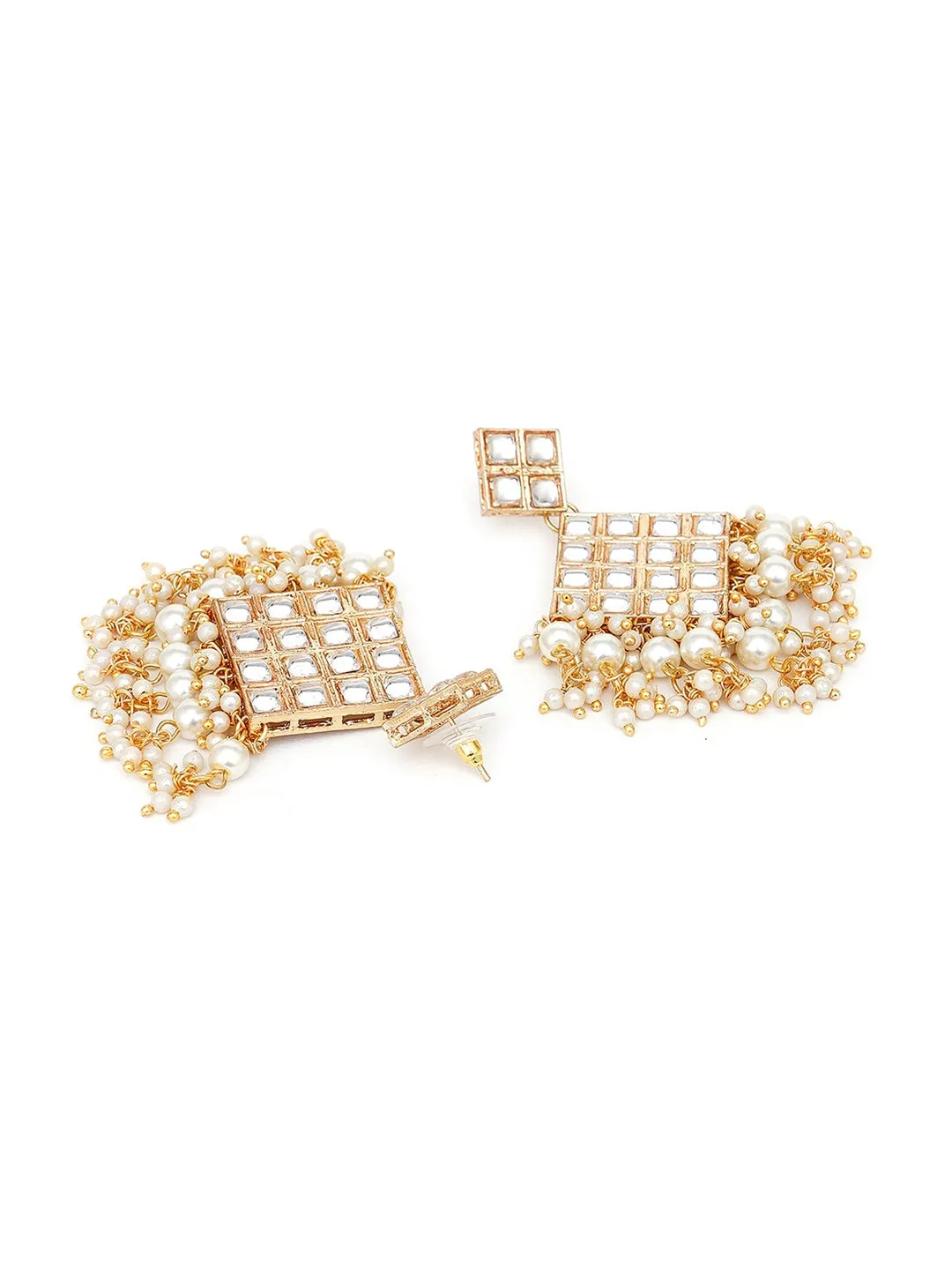 Gold-Plated White Kundan-Studded Jewellery Set