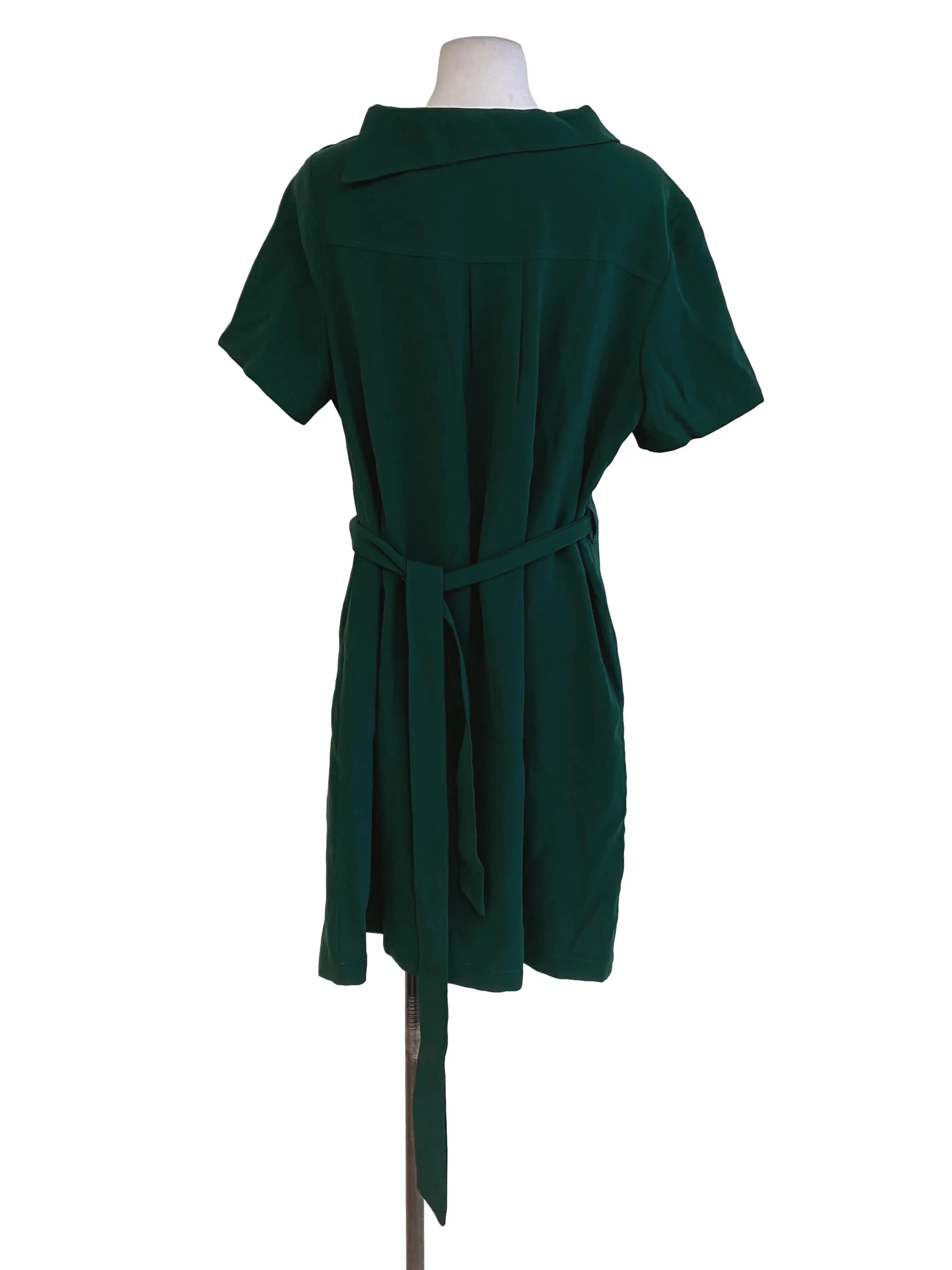 Green Drawstring Blouson Dress