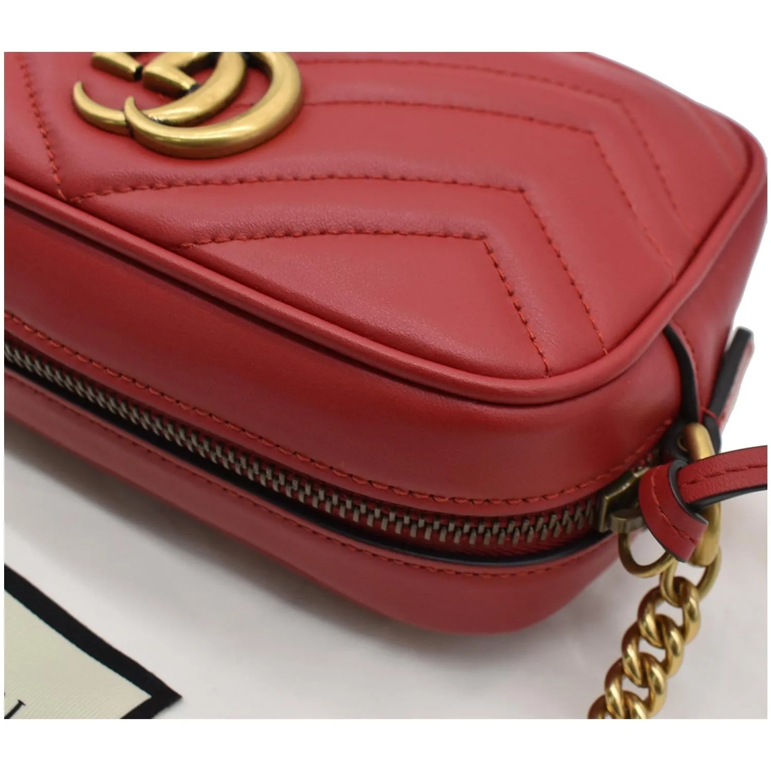 GUCCI GG Marmont Matelasse Mini Leather Crossbody Bag Red