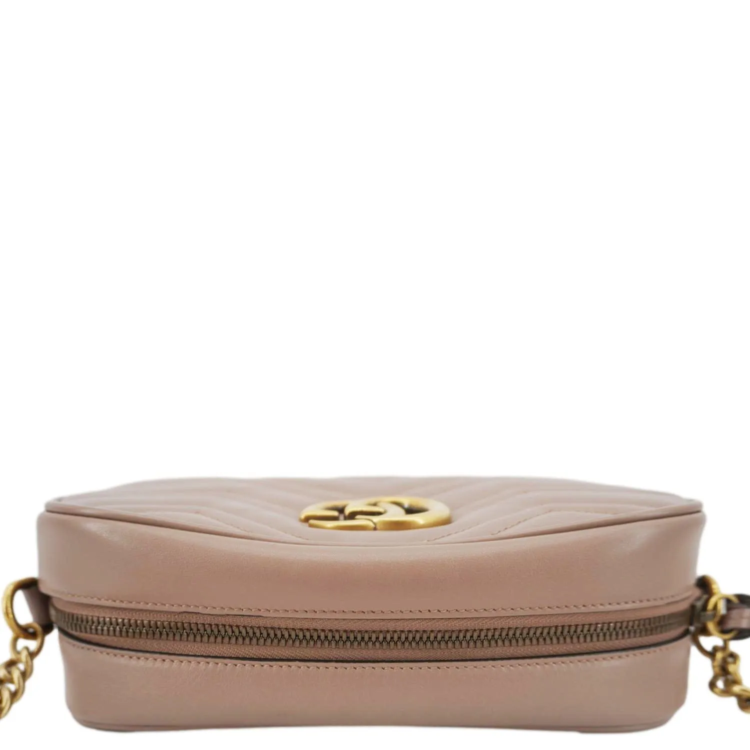 GUCCI GG Marmont Small Matelasse Chevron Leather Camera Bag Beige 447632