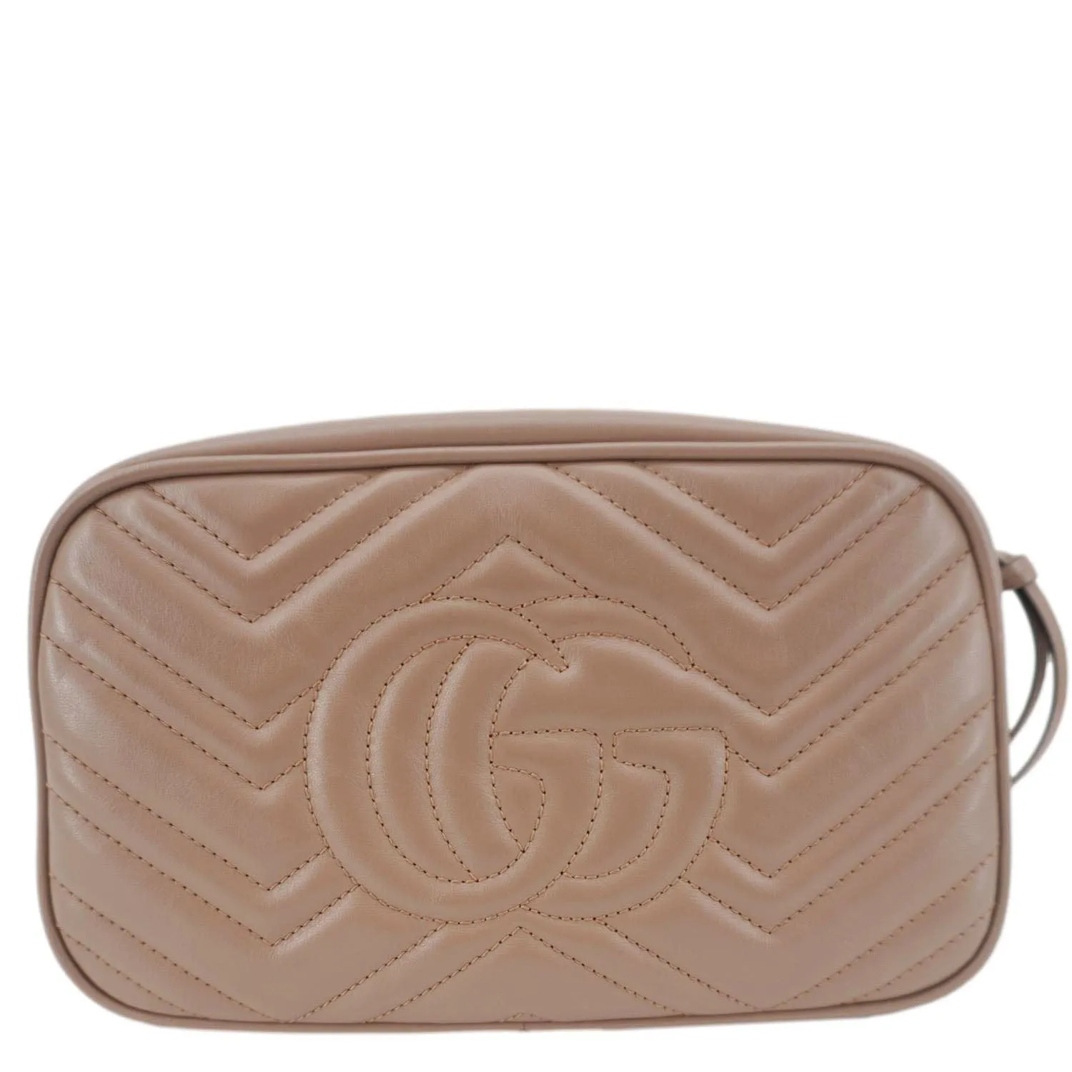 GUCCI GG Marmont Small Matelasse Chevron Leather Camera Bag Beige 447632