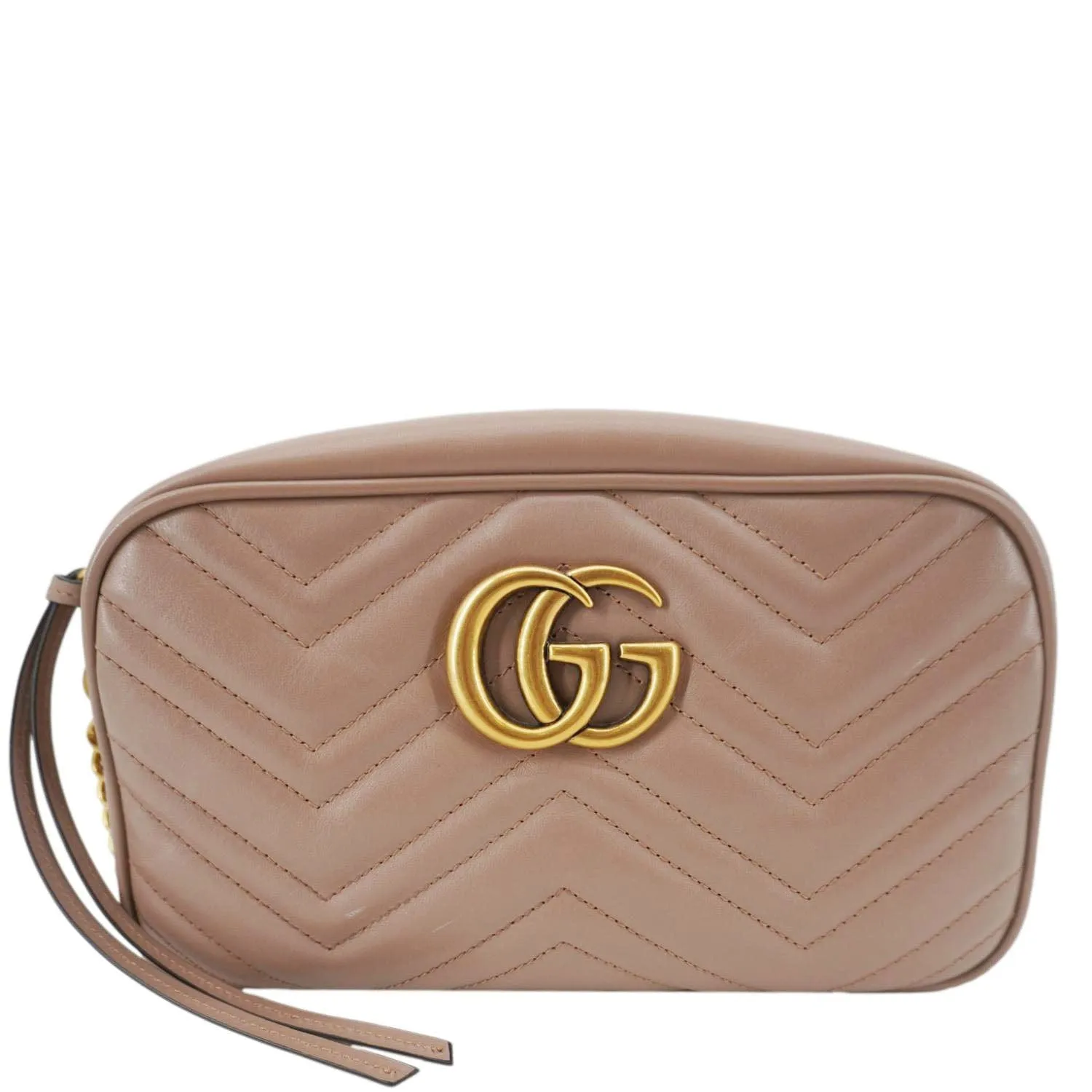 GUCCI GG Marmont Small Matelasse Chevron Leather Camera Bag Beige 447632