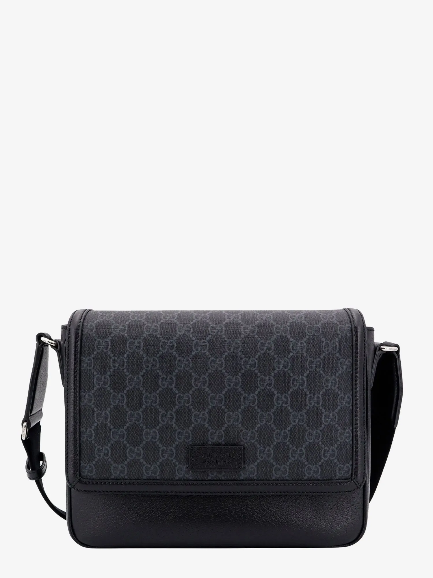 Gucci Gg Supreme And Leather Shoulder Bag With Frontal Patch