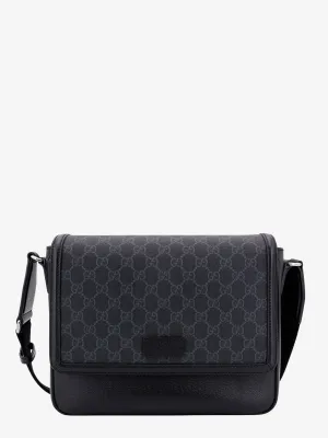 Gucci Gg Supreme And Leather Shoulder Bag With Frontal Patch