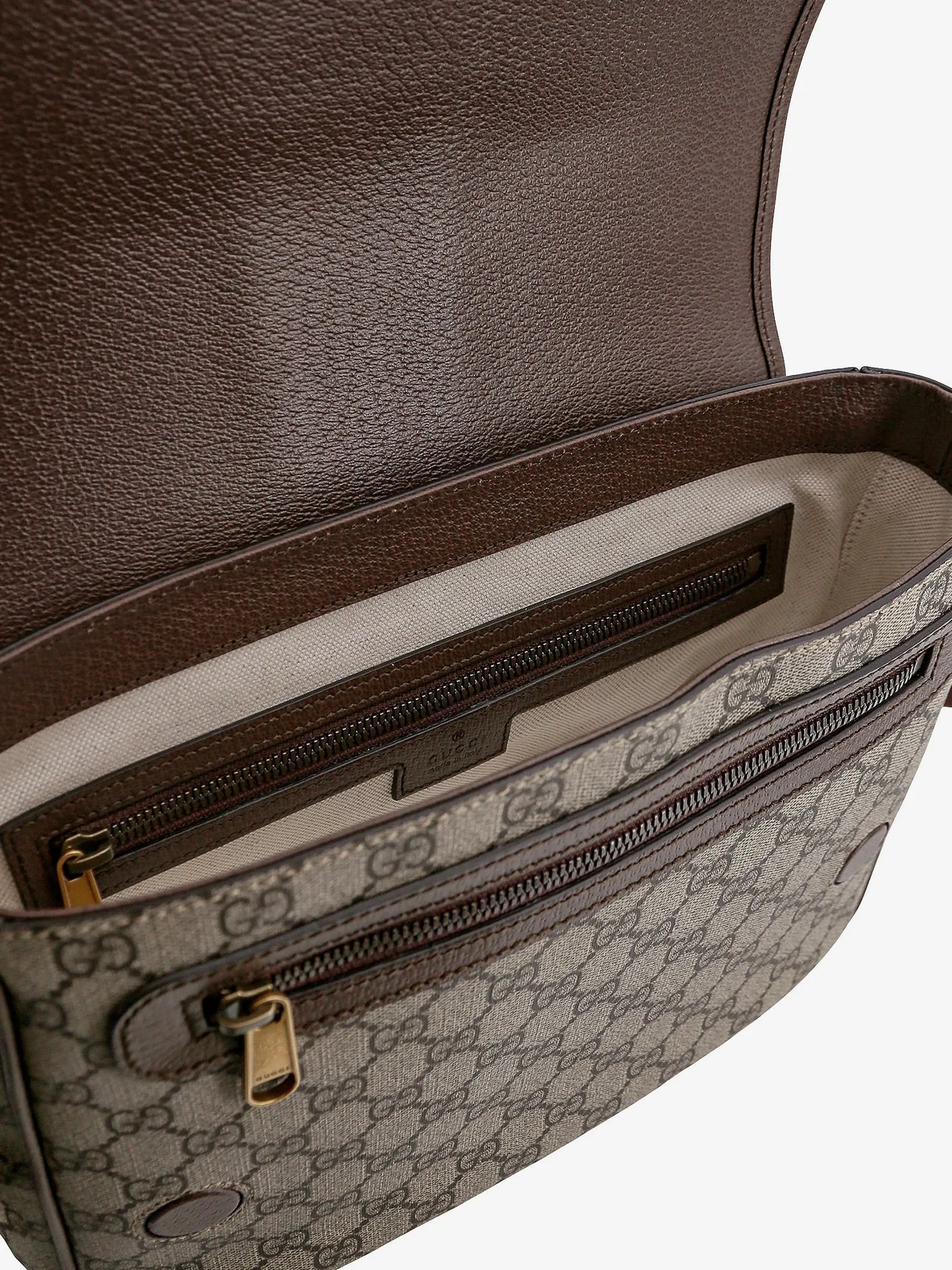 Gucci Ophidia Gg Supreme Fabric And Leather Shoulder Strap With Iconic Web Band