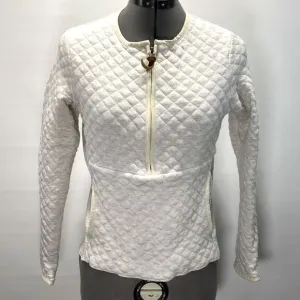 Guideboat Womens Quilted The J'Adore Jacquard Knit Half Zip Sweater in Oatmeal S