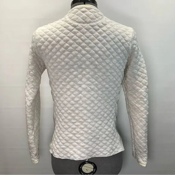 Guideboat Womens Quilted The J'Adore Jacquard Knit Half Zip Sweater in Oatmeal S
