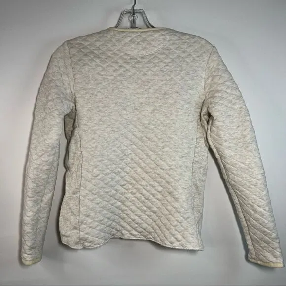 Guideboat Womens Quilted The J'Adore Jacquard Knit Half Zip Sweater in Oatmeal S