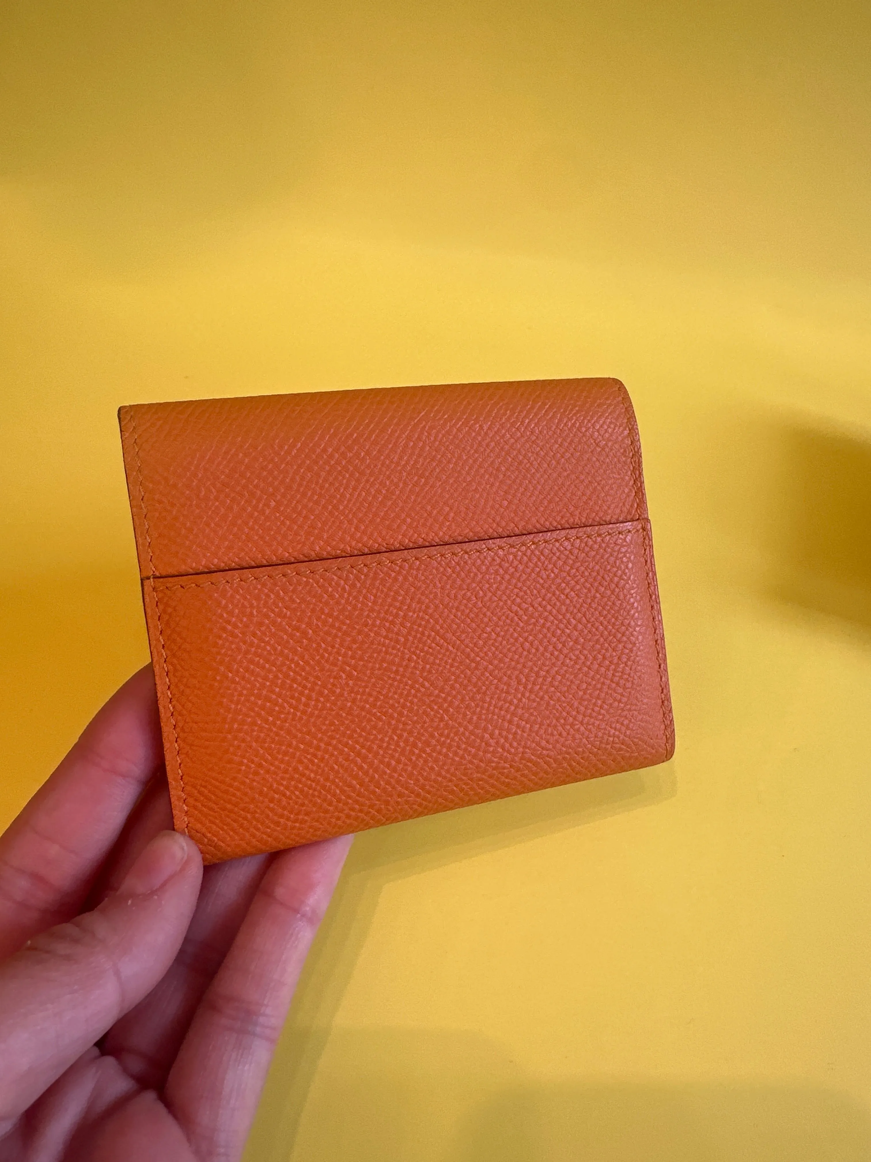 Hermes Orange Leather Clic 12 Wallet