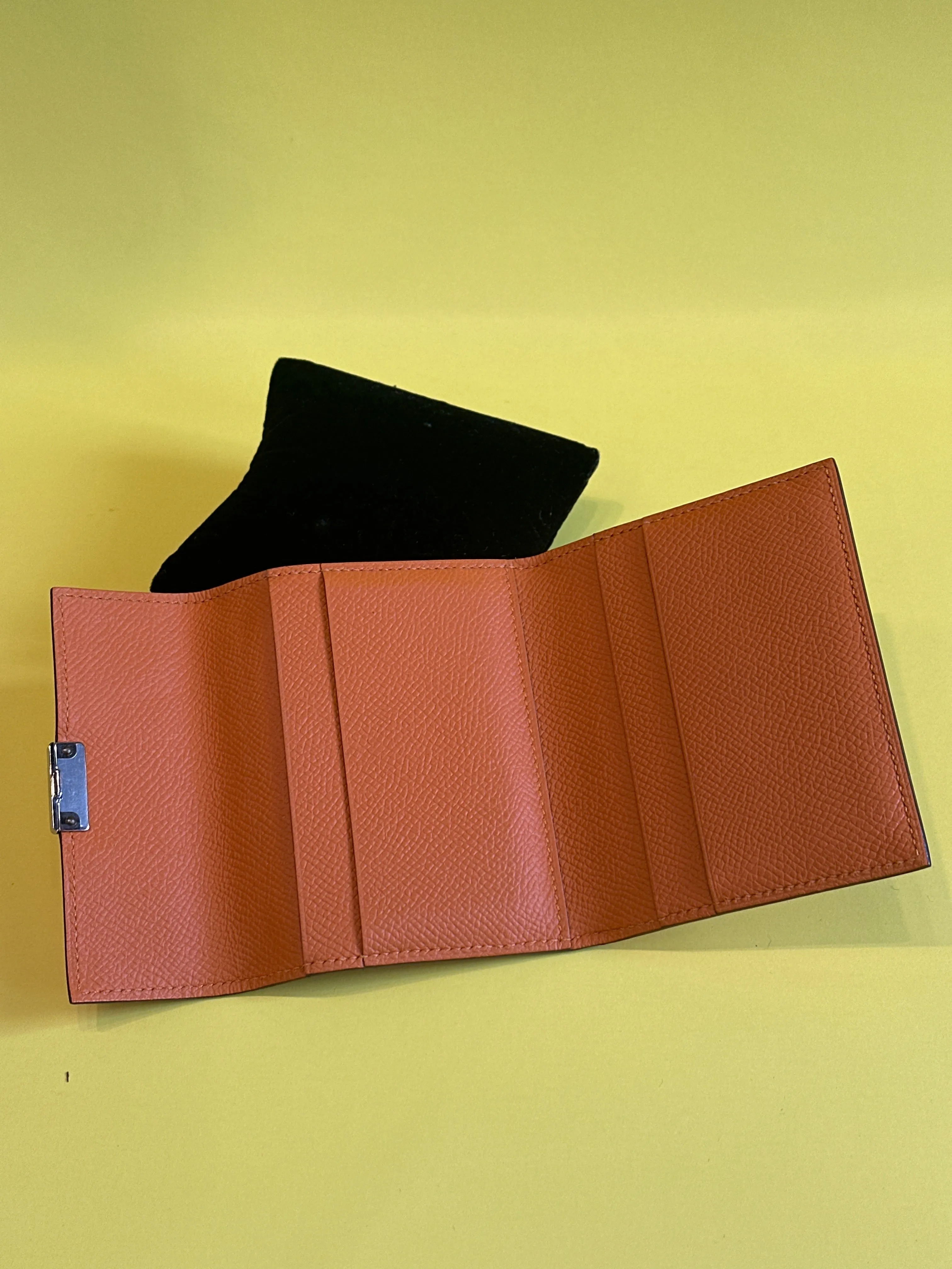 Hermes Orange Leather Clic 12 Wallet