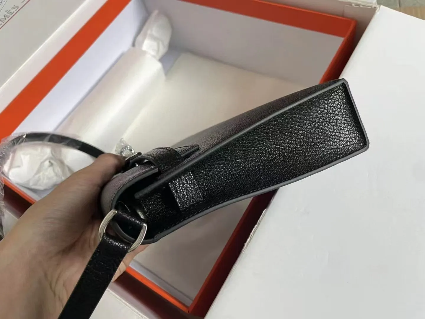 Hm Kelly Elan To Go 27 Black Epsom Leather