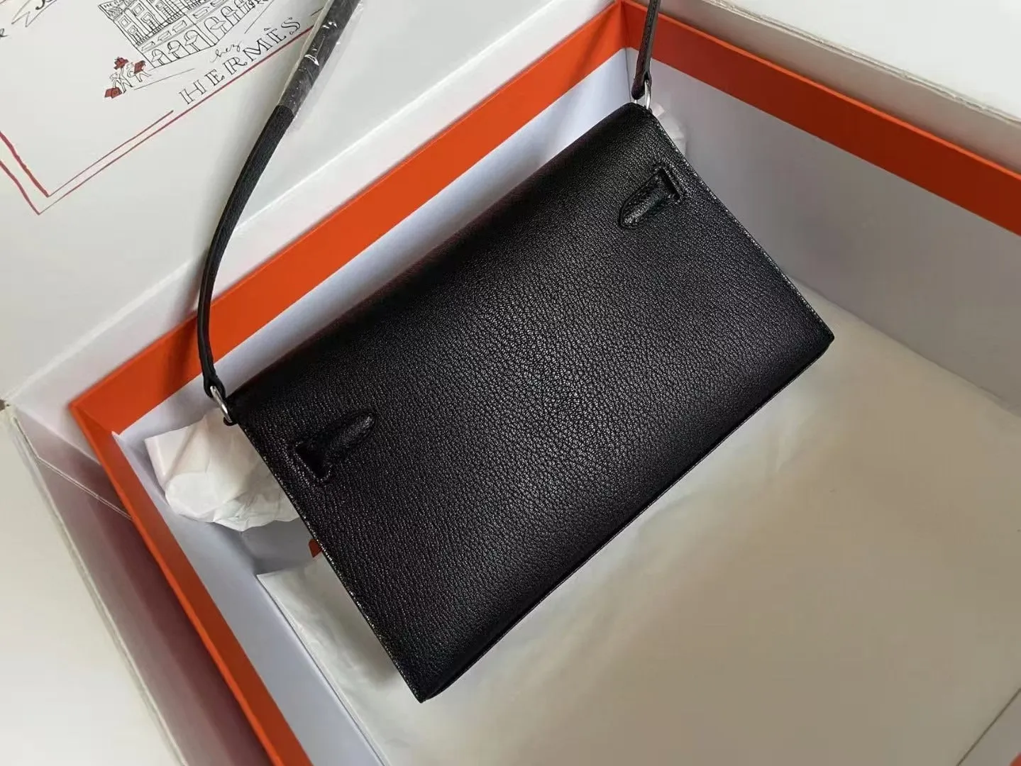 Hm Kelly Elan To Go 27 Black Epsom Leather
